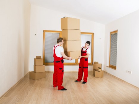 Packed office furniture and electronics ready for Camberwell relocation